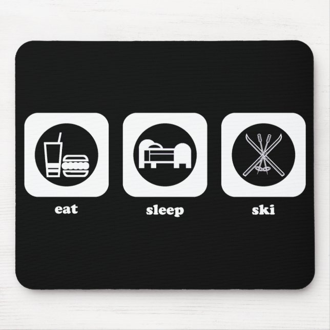 Tapis De Souris Mangez. Sommeil. Ski. Mousepad (Devant)