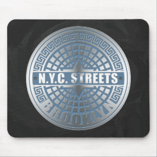 Tapis De Souris Manhole Cover Brooklyn Blue