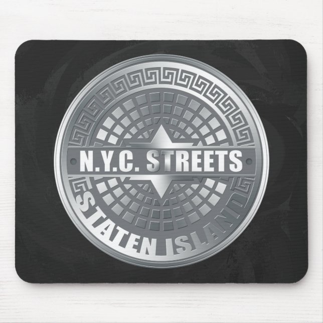 Tapis De Souris Manhole Staten Island Grey (Devant)