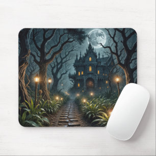 Tapis De Souris Manoir Hanté au Clair de Lune