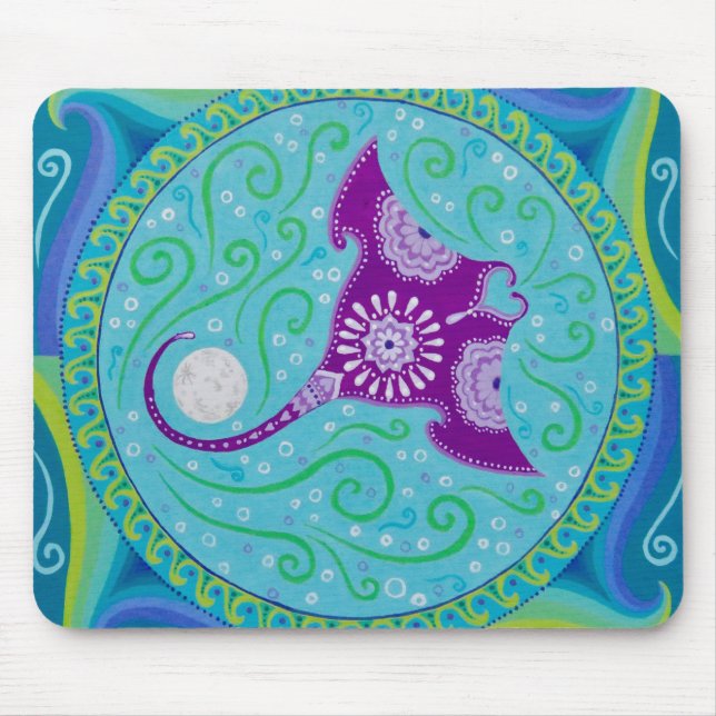 Tapis De Souris Manta Ray Mandala mousepad par Soozie Wray (Devant)