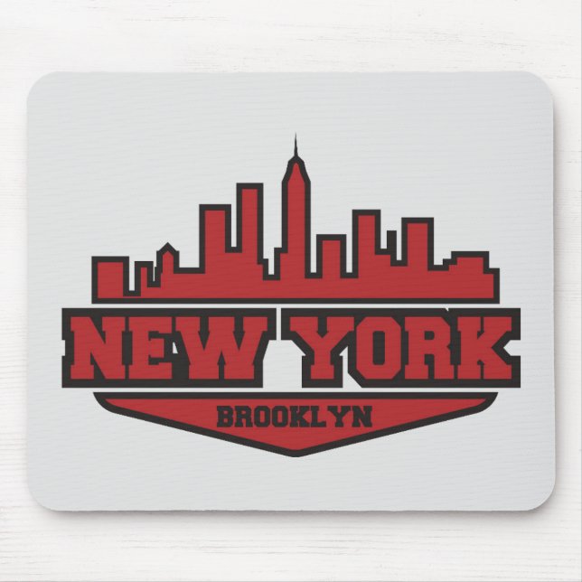 Tapis De Souris Manuscrit de style de bloc de Brooklyn New York | (Devant)