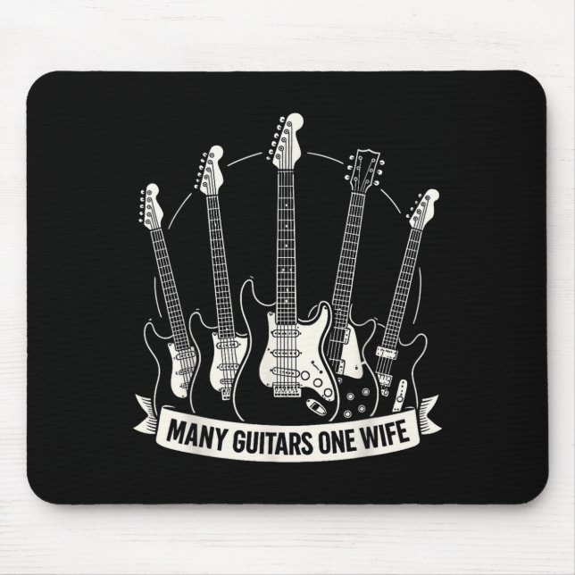 Tapis De Souris Many Guitars One Wife Funny Musician Guitarist Hum (Devant)