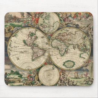 Tapis De Souris Map de Gerard Van Schagen's du monde, 1689