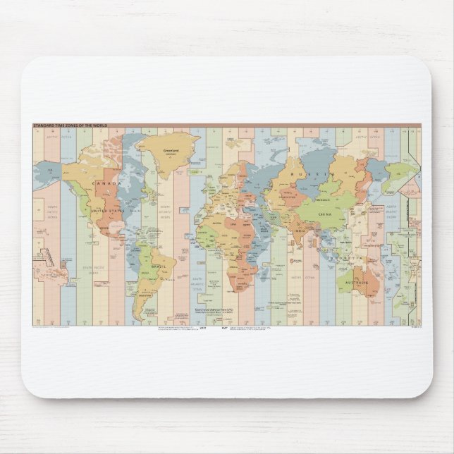 Tapis De Souris Map of World Time Zones (Devant)