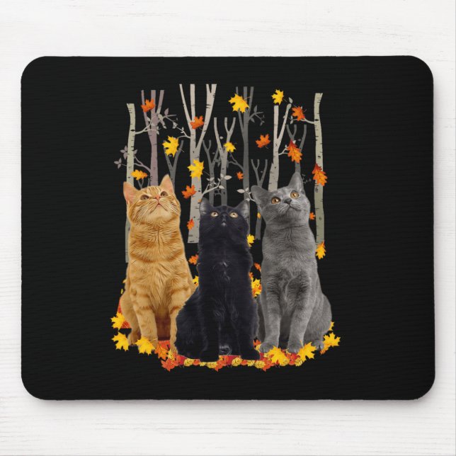 Tapis De Souris Maple Cat Leaf Automne Bonjour Automne Fun Kitty (Devant)