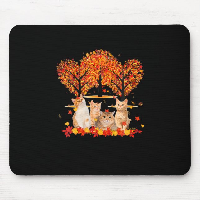 Tapis De Souris Maple Chat Forme de Coeur de Thanksgiving Feuille  (Devant)