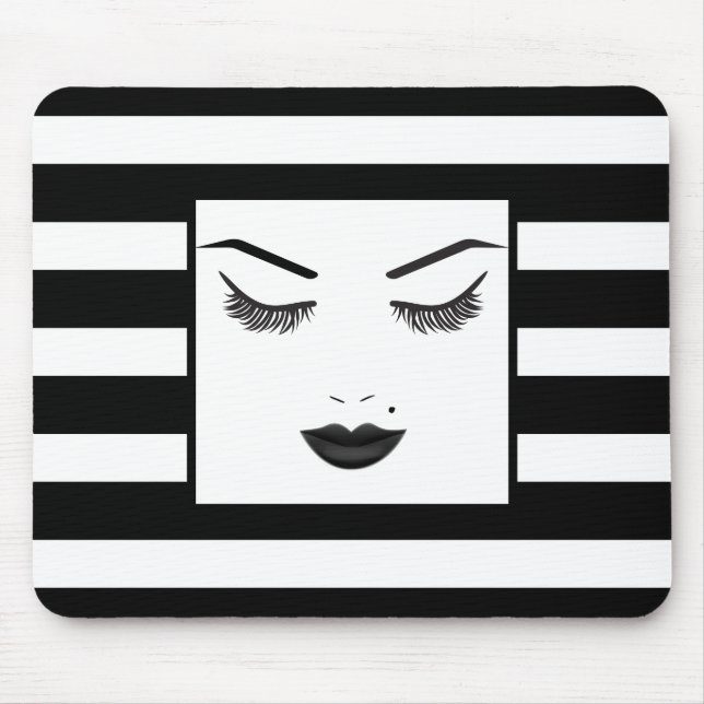 Tapis De Souris Maquillage Lèvres Noires Visage Sourcils Lèvres Be (Devant)