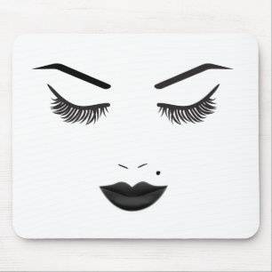 Tapis De Souris Maquillage Lèvres Noires Visage Sourcils Lèvres Gl