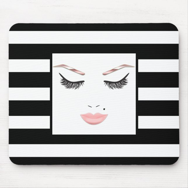 Tapis De Souris Maquillage or rose visage sourcils lèvres glam bea (Devant)