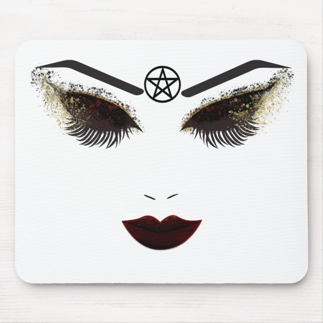 Tapis De Souris Maquillage Pentacle Beauté Visage Cils & Lèvres Fo (Devant)