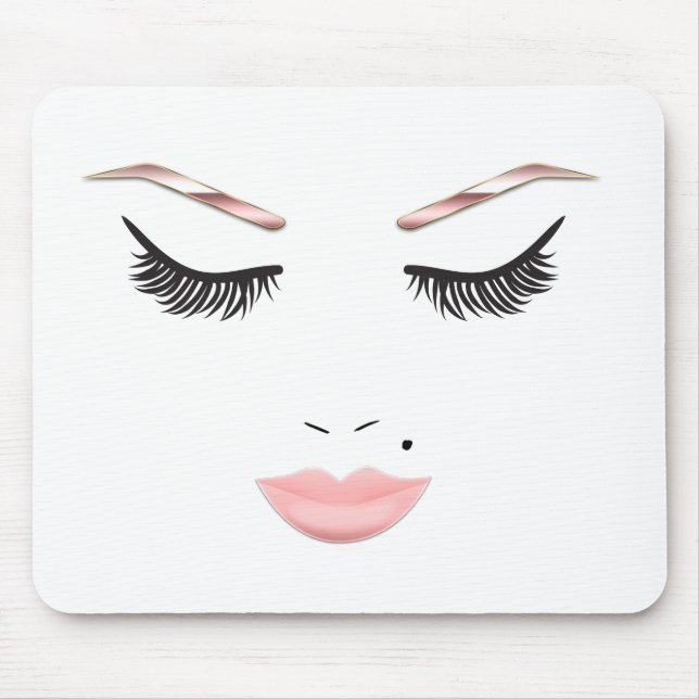 Tapis De Souris Maquillage Rose Gold Visage Sourcils Lèvres Beauté (Devant)