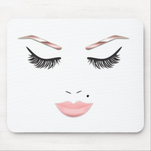 Tapis De Souris Maquillage Visage Rose Gold Sourcils Lèvres Beauté
