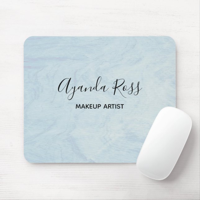 Tapis De Souris Marbre aquarelle bleu pastel (Avec souris)