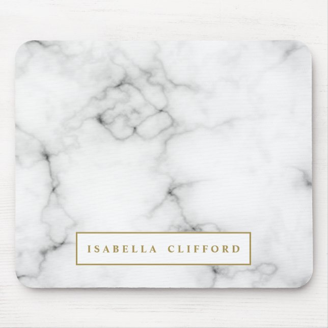 Tapis De Souris Marbre blanc de logo féminin et noir professionnel (Devant)