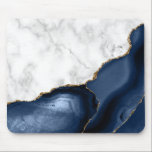Tapis De Souris Marbre blanc Gilded Marine Blue Agate<br><div class="desc">Le marbre blanc élégant et l'agate bleu marine doré avec la parties scintillant en faux or se combinent dans ce design luxueux.</div>