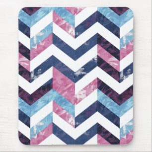 Tapis De Souris Marbre blanc rose bleu Chevron