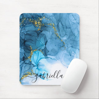 Tapis De Souris Marbre bleu Abstrait