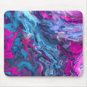 Tapis De Souris Marbre bleu et rose Acrylique Abstraction