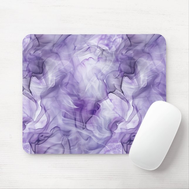 Tapis De Souris Marbre de Fumée Liquide Violet Lavande (Avec souris)