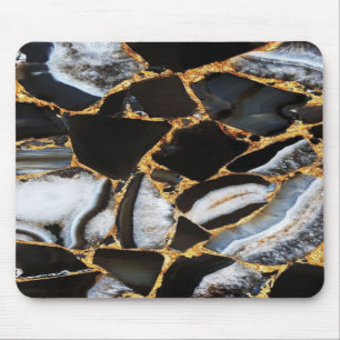 Tapis De Souris marbre d'or noir parties scintillant moderne