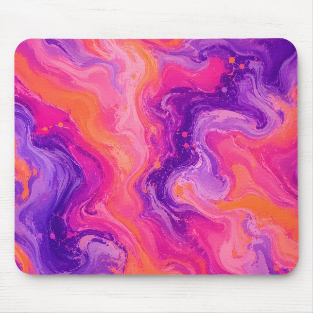 Tapis De Souris Marbre fluide orange violet rose (Devant)