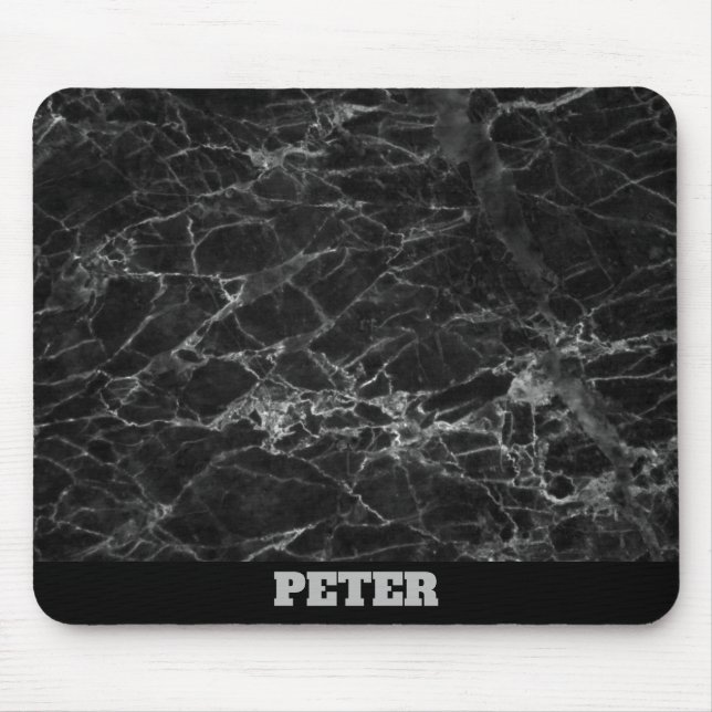 Tapis De Souris Marbre noir avec nom (Devant)