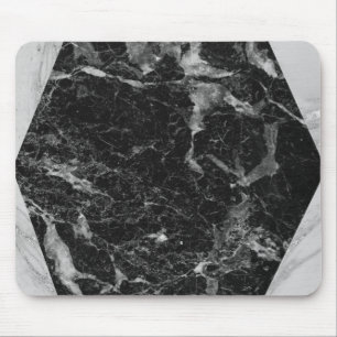 Tapis De Souris Marbre Noir Blanc & Argent Moderne Glam