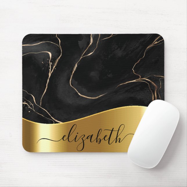Tapis De Souris Marbre noir Golden Fera (Avec souris)