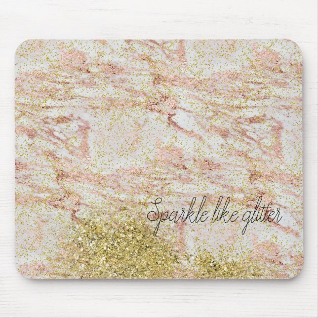 Tapis De Souris Marbre rose or Confetti Faux Parties scintillant (Devant)