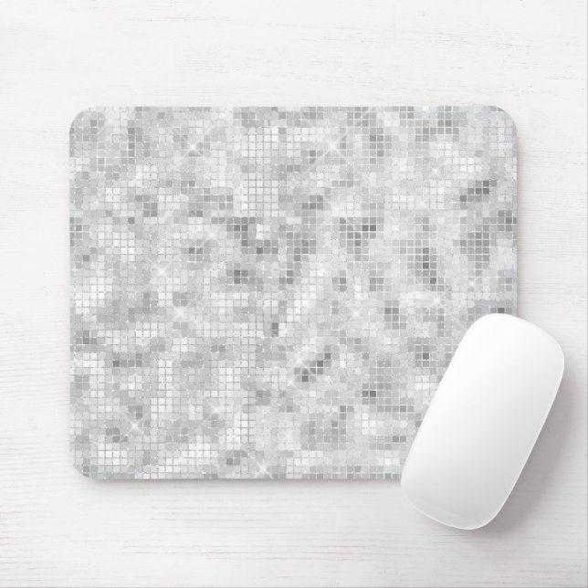 Tapis De Souris Marbre sarcelle blanche Élégance classique Glitzy (Avec souris)