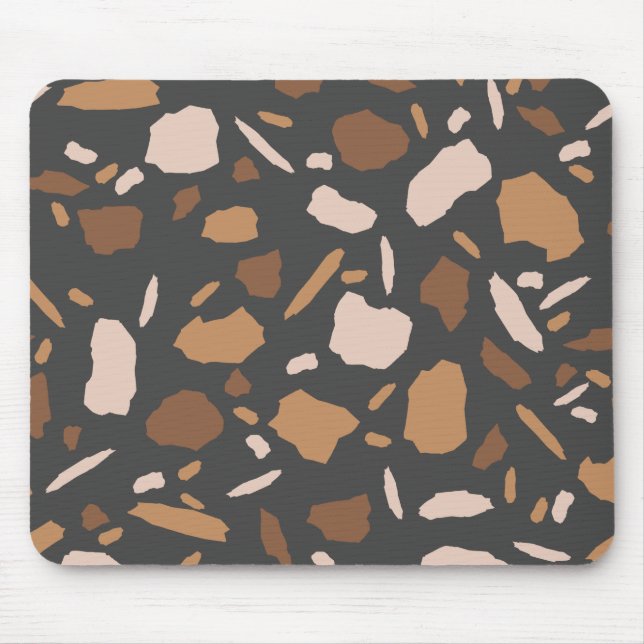Tapis De Souris Marbre Terrazzo Marron, Beige, Tan et Gris (Devant)
