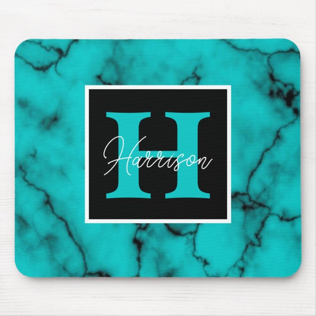 Tapis De Souris Marbre turquoise Nom monographique sophistiqué (Devant)