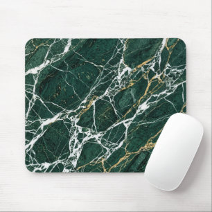 Tapis De Souris Marbre Vert Émeraude Élégant avec Veines Dorées Bu