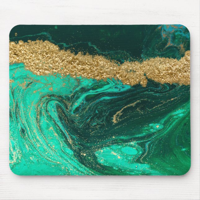 Tapis De Souris Marbre Vert Glitter Or Foncé (Devant)