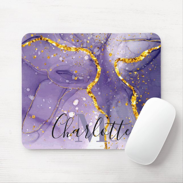 Tapis De Souris Marbre violet et doré (Avec souris)