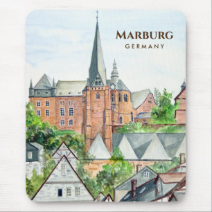 Tapis De Souris Marburg Altstadt Allemagne Peinture Townscape