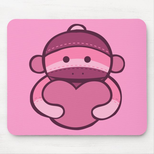 Tapis De Souris Marchandise de Singe de Saint Valentin rose (Devant)
