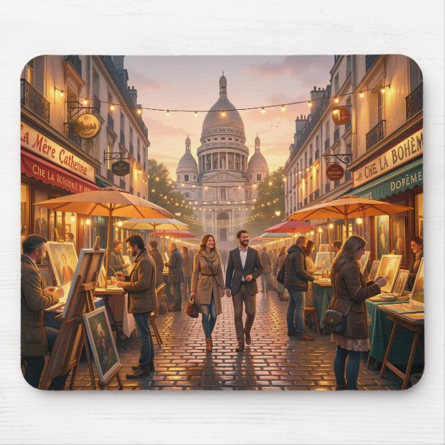 Tapis de souris Marché du soir Montmartre Paris (Devant)