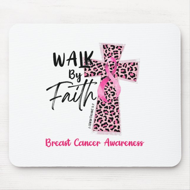 Tapis De Souris Marche Par Foi Conscience du cancer du sein Christ (Devant)