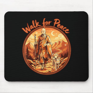 Tapis De Souris Marche pour la paix moine bouddhiste et labrador