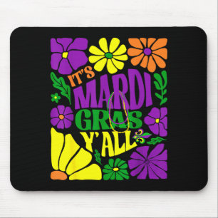 Tapis De Souris Mardi gras à tous or violet fleurs femmes vertes
