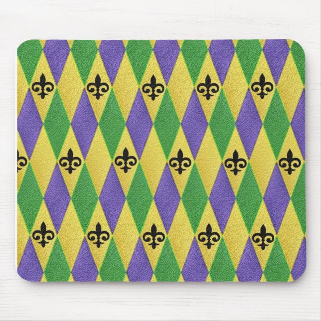 Tapis De Souris Mardi Gras Arlequin Fleur De Lis (Devant)