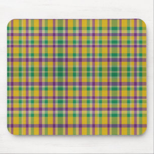Tapis De Souris Mardi Gras coloré en vichy à motifs