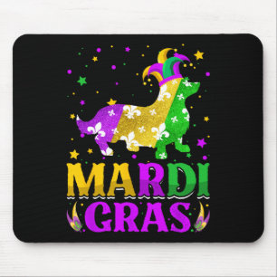 Tapis De Souris Mardi Gras Corgi Carnaval Amoureux des chiens Jest