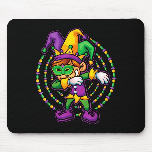 Tapis De Souris Mardi Gras Dabbing Boys Kids Gift Funny New Orlean (Devant)