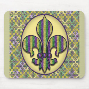 Tapis De Souris Mardi gras Fleur de lis de rayure