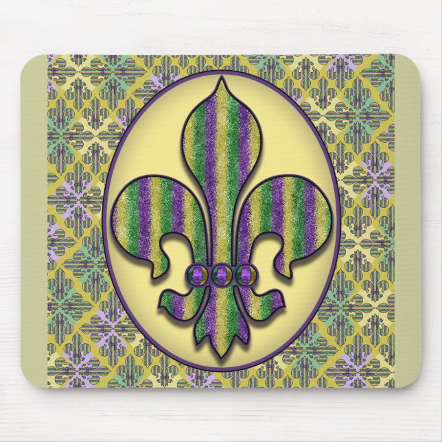 Tapis De Souris Mardi gras Fleur de lis de rayure (Devant)