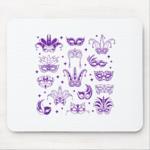 Tapis De Souris Mardi Gras Jester Mask Line Art Doodle T-shirt.png