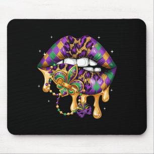 Tapis De Souris Mardi Gras Lèvre Femme Fille Fleur De Lis Costume